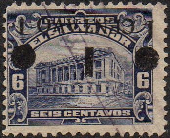 sellos timbres-poste Briefmarken stamps El Salvador 1918 1c/6c CENTAVO in capital letters Tram Trolley Tranvia National Theatre teatro nacional 